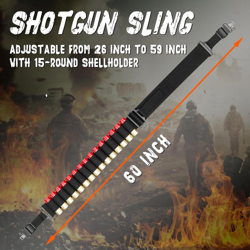 ZZY Shotgun Sling with Shell Holder Shotgun Sling for 12ga Gun Sling for Shotgun with 15 Shell Holders Gun Sling - Image 2